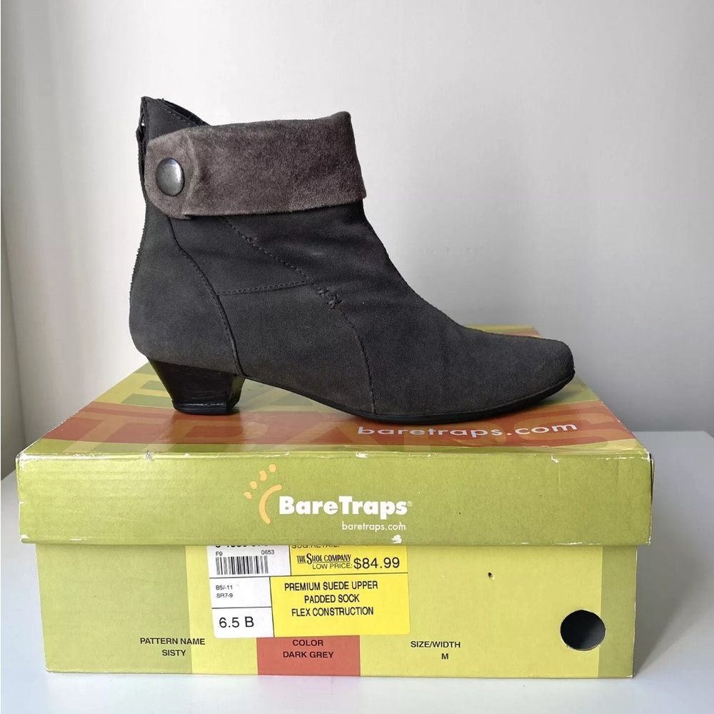 Size US6.5 - Bare Traps Sisty Gray Leather Premium Suede Ankle Goth Boots Women